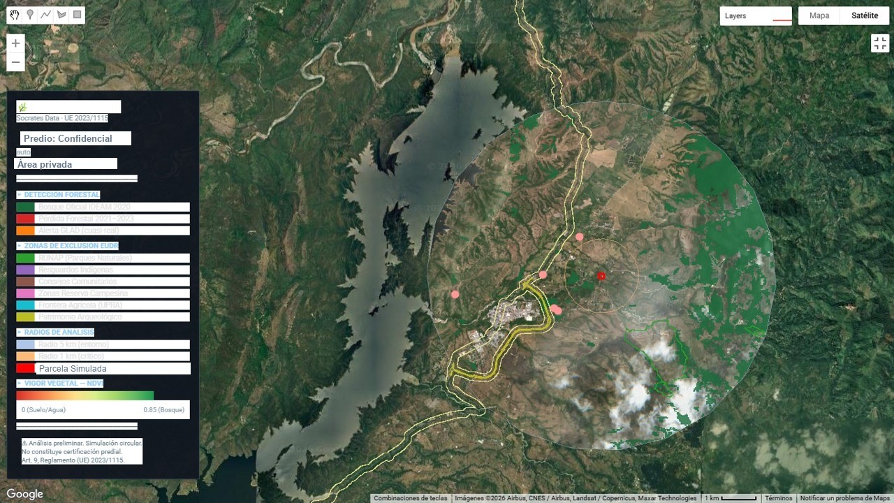 Satellite risk-screening preview for a confidential plot by Socrates Data